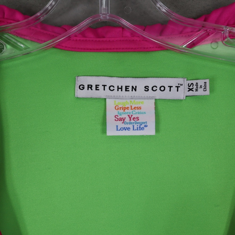 Gretchen Scott Solid Hot Pink Ruffle V Neck 3/4 Sleeve Top Blouse Size XS - Picture 2 of 6